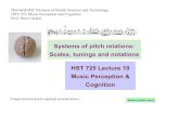 Interactions between tones: Systems of pitch relations: Scales, … · 2019. 9. 13. · HST 725 Lecture 10 Music Perception & Cognition Interactions between tones: ... M usic as Medicine.