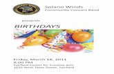 Birthdays1).pdf · celebration of our “Sweet Sixteen” season, Solano Winds presents the music of “Birthdays” - focusing upon composers celebrating a special birthday around