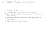 6.4 : Graphs of Trigonometric Functionsfacultyweb.kennesaw.edu/.../Math1103_Ch_6_4.pdf · 6.4 : Graphs of Trigonometric Functions In this section, we will 1.revisit previous sections