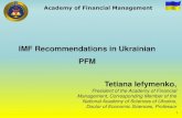 IMF Recommendations in Ukrainian PFM Tetiana Iefymenko, · 2017. 7. 21. · 3 Tax revenues Social contributions In 2016 ↑to 26.8 % of GDP In 2016 ↓to 5.6 % of GDP Indicators of