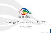Earnings Presentation 1QFY21 - sunshineholdings.lk · Earnings Presentation 1QFY21 06th August 2020. Group Performance. Group at a Glance –1QFY21 [Apr-Jun]