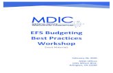 EFS Budgeting Best Practices Workshop...EFS Budgeting Best Practices Location: MDIC Offices – 1501 Wilson Blvd Suite 910 Arlington, VA 22209 Date: February 25-26, 2020 Tuesday, February