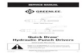 SERVICE MANUAL - RS Components · Quick Draw® Hydraulic Punch Drivers Greenlee / A Textron Company 2 4455 Boeing Dr. • Rockford, IL 61109-2988 USA • 815-397-7070 Safety Safety