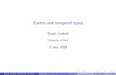 Events and temporal types · Events and temporal types David Cor eld University of Kent 3 July, 2019 David Cor eld (University of Kent) Events and temporal types 3 July, 2019 1