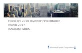 Fiscal Q4 2016 Investor Presentation March 2017 NASDAQ: ABDC€¦ · Fiscal Q4 2016 Investor Presentation March 2017 NASDAQ: ABDC. Alcentra Capital Corporation Forward‐Looking Statements