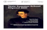 201901016 Poster Yeats Summer School Stipend …1826e00e-2a3a-437b-a3e3...Yeats Summer School Stipend 2020 Scope of the Stipend Tuition fee of € 650.– Yeats Society Sligo Travel