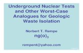 Underground Nuclear Tests and Other Worst-Case Analogues ... · UNDERGROUND NUCLEAR TESTS AND OTHER WORST-CASE ANALOGUES FOR GEOLOGIC WASTE ISOLATION REMPE, Norbert T., 1403 N Country