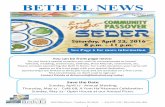 BETH EL NEWS · 2017. 4. 8. · April-May 2016 8000 Main Street - Voorhees, NJ 08043 - 856-675-1166 / (fax) 856-489-3280 BETH EL NEWS You can be front page news! Do you have a special