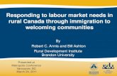 Responding to labour market needs in rural Canada through ...€¦ · Responding to labour market needs in rural Canada through immigration to welcoming communities By Robert C. Annis