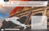 BEST OF ITALY - Apple Vacations€¦ · the last travel day will arrive at Rome Fiumicino Airport at 7am and 9.30am. Gesa: i rut Ot i opi n t o t perp- ay egs ai ruttoi f r Tarvel