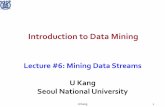 Introduction to Data Miningukang/courses/19S-DM/L6-stream.pdf · Introduction to Data Mining Lecture #6: Mining Data Streams U Kang Seoul National University. U Kang 2 Outline Overview