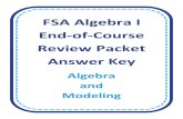 FSA Algebra I End-of-Course Review Packet Answer Key · 1/25/2017  · FSA Algebra 1 EOC Review Algebra and Modeling – Teacher Packet 3 MAFS.912.A-APR.1.1 EOC Practice Level 2 Level