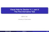 Visual Aids for Section 4.1, part 2 The First Derivative Testbarrus/mth141/sp20/Slides41b.pdf · Vocabulary: First Derivative Test for extrema. Use the First Derivative Test to ﬁnd