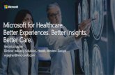 Microsoft for Healthcare. Better Experiences. Better ... · PERSONALIZED CARE EMPOWER CARE TEAMS IMPROVE OPERATIONAL OUTCOMES Offering a flexible, scalable and compliant health cloud