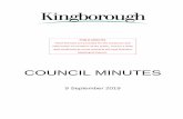 COUNCIL MINUTES - Kingborough Council€¦ · 9/9/2019  · COUNCIL MINUTES 9 September 2019 PUBLIC MINUTES These Minutes are provided for the assistance and information of members