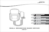 WALL MOUNTED HAIR DRYER · Pag.4 JOFEL INDUSTRIAL S.A. C/ La Rioja nº3 Alicante, España N WALL MOUNTED HAIR DRYER AB45. Function Safety Switch Switch Heavy wind Light wind Low hot