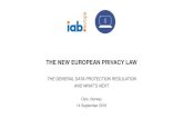 THE NEW EUROPEAN PRIVACY LAW€¦ · 14/09/2016  · Directive II (opt-in) EU GDPR Proposal EU Data Protection Directive WHY A NEW DATA PROTECTION LAW? EU GDPR Adoption EU Cookie