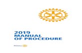 MANUAL OF PROCEDURE...KEY TO TEXT REFERENCES References throughout the Manual of Procedure include: RCP*Rotary Code of Policies , a compendium of current Board policies, available