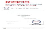 Certificate of Verification - TRAC Engineering · TRAC Engineering Ltd Supplier Name Subscription Expiry Date: 08/06/2019 This is to certify that is now a verified supplier on RISQS.