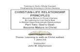 CHRISTIAN-LIFE RELATIONSHIP PRINCIPLESbiblicalworldviewministries.com/training/clrptrainingpart2.pdf · Christ- Centered Biblical Training MEASURE OF OUR SPIRITUAL ABILITY The Lord