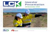 Investor Presentation For personal use only · 11/19/2015  · Include all ELAs. Employees, Jordan and Tom Mehrtens identifying appraisal drill rig sites, June 2015 at PEL 650, Leigh