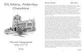 May 13 Mag Web - stmarysalderley.com Mag_Web.pdf · James 1 . DIARY FOR MAY 2013 Sun. 5 th Fifth Sunday after Easter 8.00am Holy Communion at Birtles 9.45am Holy Communion at Alderley