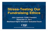 Stress-Testing Our Fundraising Ethics...Four central perspectives that influence and inform ethical decision-making: • Public trust/values • Organizational mission Ethics in Action