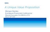 A Unique Value Proposition · 2020. 6. 30. · A Unique Value Proposition Morgan Stanley European Financials Conference Manuel Gonzalez Cid, BBVA's CFO ... These factors could condition