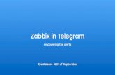 Zabbix in Telegram · “Zabbix in Telegram” / ZbxTg • June 24, 2015 – Bot API launched • Jul 15, 2015 – First commit of ZbxTg • Jan 2, 2016 – Rewritten to Python •