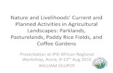 Nature and Livelihoods’ Current and · Nature and Livelihoods’ Current and Planned Activities in Agricultural Landscapes: Parklands, Pasturelands, Paddy Rice Fields, and Coffee