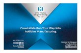 Crawl‐Walk‐Run Your Way Into Session Title Additive ...€¦ · Crawl, Walk, Run Strategy Crawl Walk Run Why? Optimality Examples: Topology Optimization Generative Design Mass