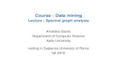 Course : Data miningaris.me/contents/teaching/data-mining-2016/slides/...Course : Data mining Lecture : Spectral graph analysis Aristides Gionis Department of Computer Science Aalto