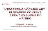 INTEGRATING VOCABULARY IN READING CONTENT AREA AND … · 2018. 3. 13. · 6 CHANGES IN ELA/LITERACY 1. PK-5 – balancing informational & literary texts (students access the world