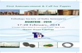 Tribology Society of India (TSI)- Homepagetribologyindia.org/pdf/asiatrib-2014-hr.pdfFirst Announcement & Call for Papers Tribology Society of India Announces - 2014 17-20 February,