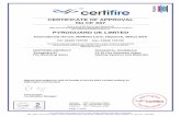 CERTIFICATE OF APPROVAL No CF 437 - Pyroguard · 2019. 1. 23. · Where a fire resistant IGU is required it can be manufactured from any single size glass listed in this certificate