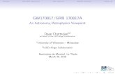GW170817/GRB 170817A - An Astronomy/Astrophysics Viewpointmoriond.in2p3.fr/2019/Gravitation/transparencies/3... · 2019. 3. 26. · PremiseGW-GRB associationGW InferenceEMGW InferenceFollow-up