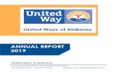 ANNUAL REPORT 2019 · ANNUAL REPORT 2019 United Ways of Alabama 8 Commerce Street, Suite 1140, Montgomery AL 36104 334-269-4505 phone 334-269-4410 fax Website: