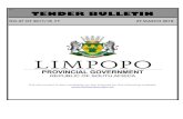 TENDER BULLETIN · 2018. 11. 7. · Audio visual equipment Building material Chemicals: Agricultural/Forestry/ ... Group R7, 300, 776.14 98.98 11 December 2017 15. LDE/B 15/2017