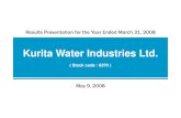 Kurita Water Industries Ltd....Iron and steel, oil refining, petrochemicals 【Major areas of sales declines 】 Iron and steel, food, public sector demand 58.1 63.5 61.5 55.1 0 30
