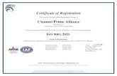 Certificate of Registration Channel Prime Alliance · 2020. 7. 14. · Certificate of Registration This certifies that the Quality Management System of Channel Prime Alliance 1803