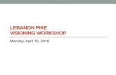 LEBANON PIKE VISIONING WORKSHOP · 2018. 4. 23. · VISIONING SESSION Identify big ideas and goals . 4. FOOD FOR THOUGHT LEBANON PIKE CHARRETTE KICK-OFF . COMMUNITY PLANNING Guides