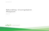 Monthly Complaint Report...collection on July 10, 2013, payday loans on November 6, 2013, prepaid cards, credit repair, debt settlement, and pawn and title loans on July 19, 2014,