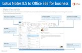 Lotus Notes 8.5 to Office 365 for business · 2018. 10. 16. · Lotus Notes 8.5 to Office 365 for business Make the switch Quick actions on the ribbon Use the ribbon to quickly act