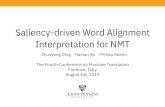 Saliency-driven Word Alignment Interpretation for NMTSaliency-driven Word Alignment Interpretation for NMT SmoothGrad • Gradients are very local measure of sensitivity. • Highly