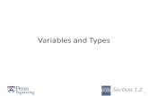 Variables and Types - Information and Computer Sciencecis110/17su/lectures/11types.pdf · Variables and Types Section 1.2 . 7 Variables and Types Section 1.2 . 8 Variables and Types