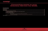 Connecting ezeep to your Directory Service via SAML...describes the steps required to connect an ezeep account to a directory service like ADFS, Azure Active Directory, Pint Identiy,