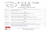 P.A.L.S. Talk · 2017. 4. 20. · Welcome to Wendy Allsop, Joanne Wong, Christine Sanders, Gary McCorquodale and Jean Filewych. Thank you for choosing to volunteer with P.A.L.S.,