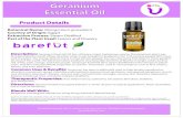 Geranium Essential Oil · 2020. 4. 6. · Geranium Essential Oil Botanical Name: Pelargonium graveolens Country of Origin: Egypt Extraction Process: Steam Distilled Part of the Plant