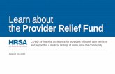Learn about the Provider Relief Fund...2 Click here to apply! Provider Relief Fund website Qualified providers of health care, services, and support may receive Provider Relief Fund