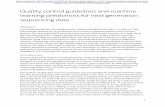 Quality control guidelines and machine learning predictions for … · Quality control guidelines and machine learning predictions for next generation sequencing data. Abstract Controlling